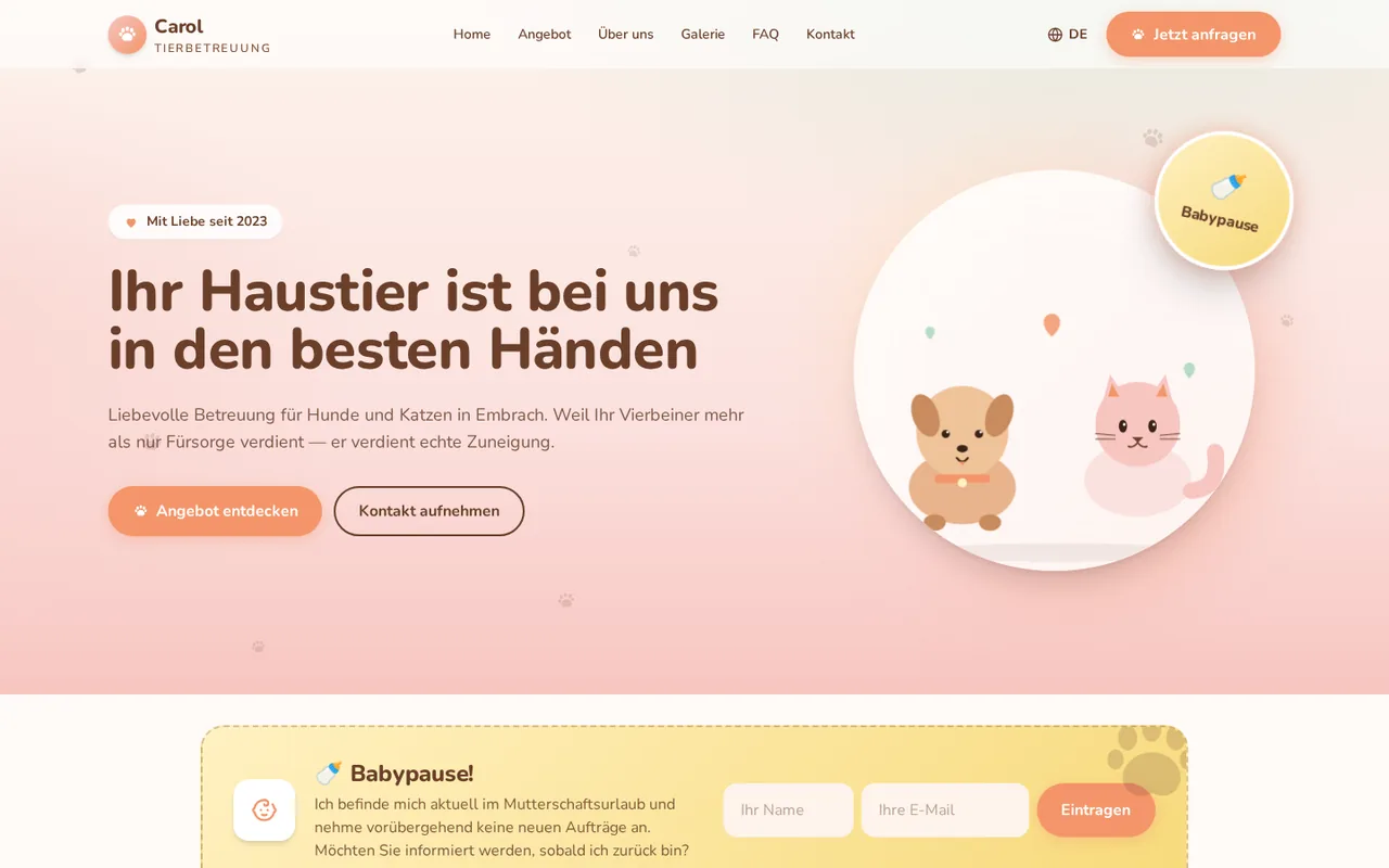 Webseite von Carol Tierbetreuung